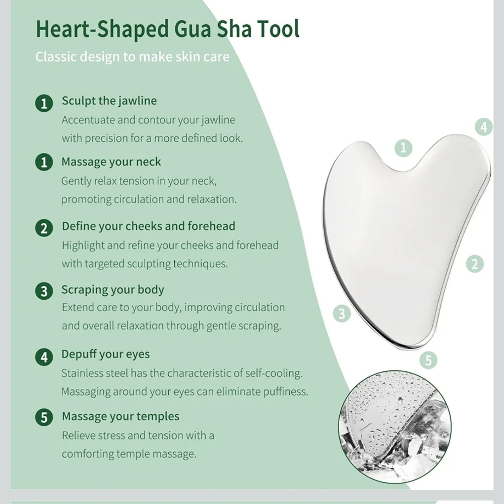 ​2 Pcs Stainless Steel Gua Sha Set Metal Facial Massager for Lymphatic Drainag - Picture 6 of 8